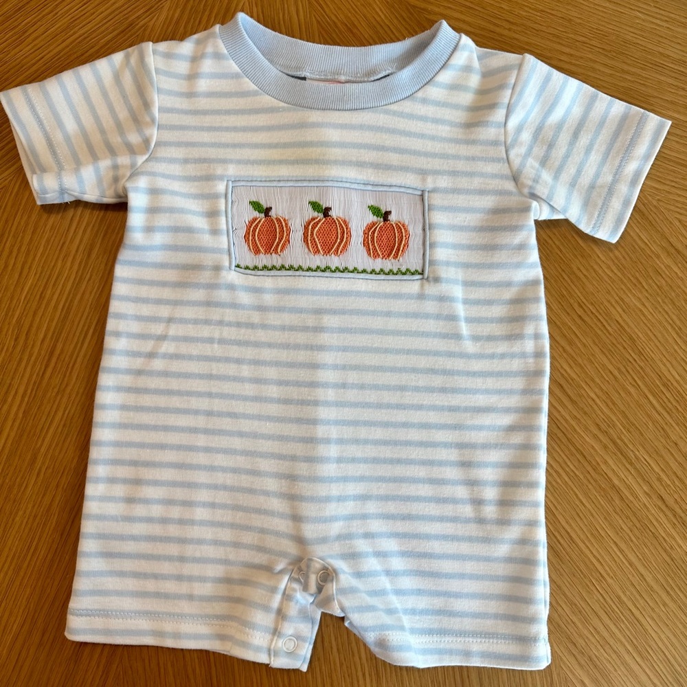 Southern Smocked Company Boys Pumpkin Romper
